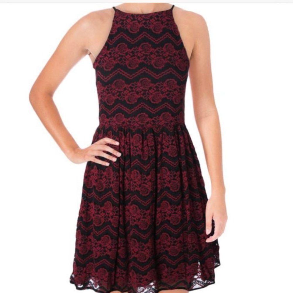 Aqua Floral Lace Halter Dress Party‎ Cocktail